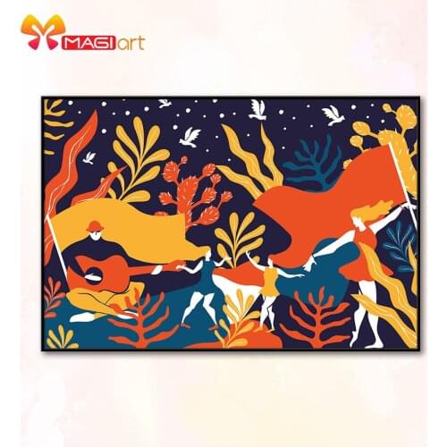 Cross stitch kits Embroidery needlework sets 11CT water soluble canvas patterns 14CT Abstract dancing-NCMP040