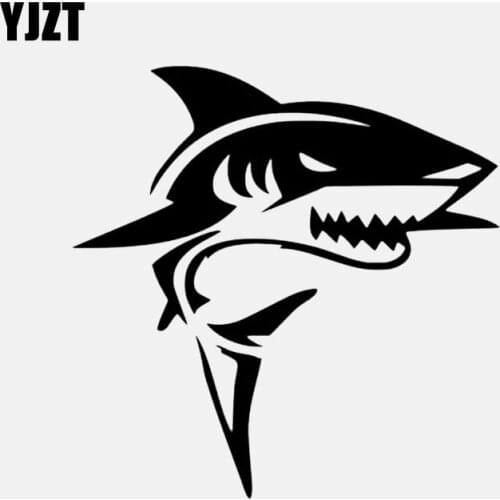 YJZT 13.3CM*13.4CM Shark Jaws Vinyl Fishing Decal Car Window Car Sticker Art Decor Black/Silver C24-0534