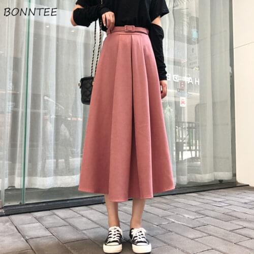 Skirts Women Solid Simple High Waist Stylish Autumn Temperament All-match Female Elegant Casual Korean Version Streetwear Soft