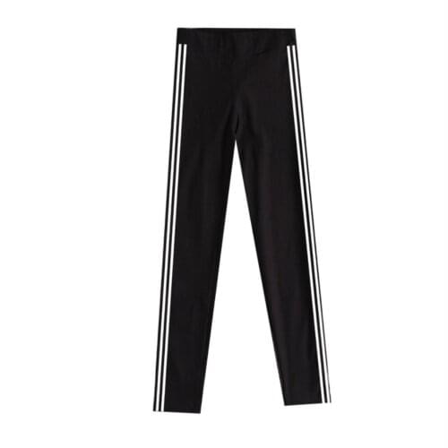 Women Bottoms Long Casual Pants Autumn Spring Female Clothes Double Striped pencil tight black feet Sportswear Trousers