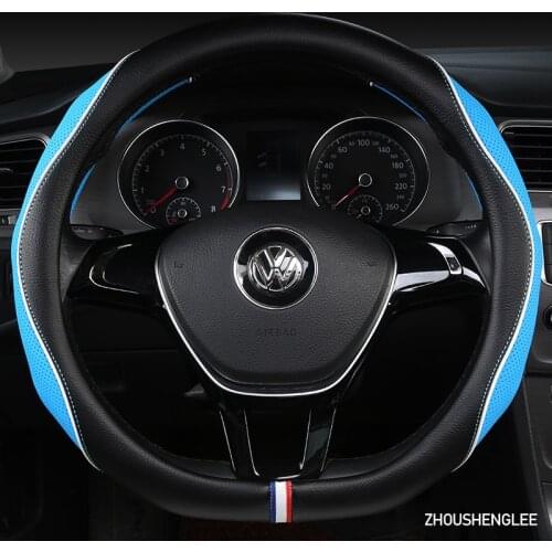 ZHOUSHENGLEE Microfiber Leather Car Steering Wheel Cover For Jaguar XF XE F Pace XJ X-type Ruitar E Pace Emblem S-type