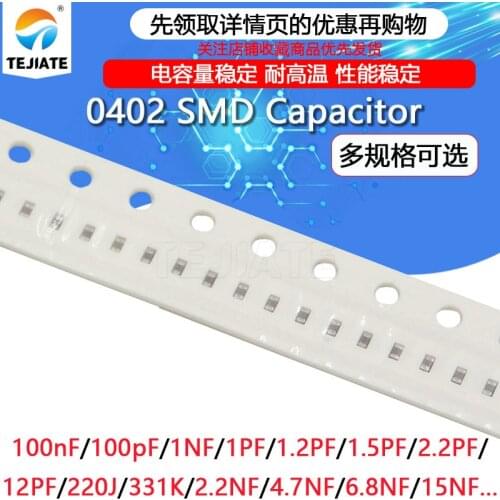 100pcs 0402 SMD Chip Multilayer Ceramic Capacitor 0.1UF 100NF 104K 105 10uf 100 pf 22 4.7 1 106m 33NF