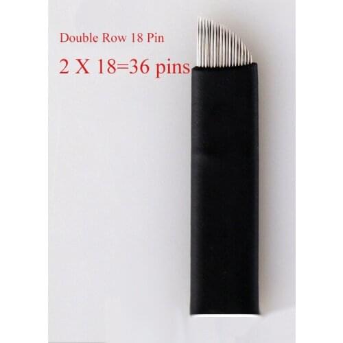 150pcs Double Row 18 Microblading Blades Tattoo Needles Fog Eyebrow Permanent Makeup Manual Tool 2 Row 18 Needle Manual Pen