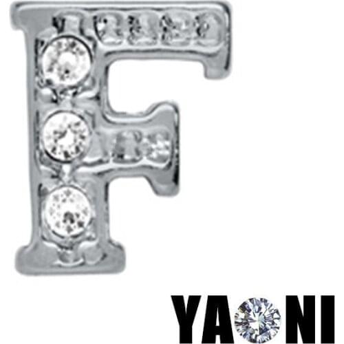 20pcs lot Free Shipping Crystal Alphabet Letter F Charms For Floating Magnet Glass Locket DIY Accessories