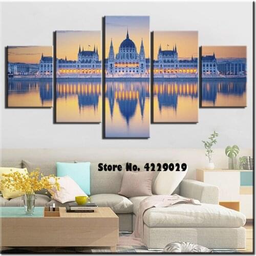 5 Panel City View Amsterdam DIY 5d diamond painting water Scenery Diamond Embroidery mosaic Cross stitch Building Picture