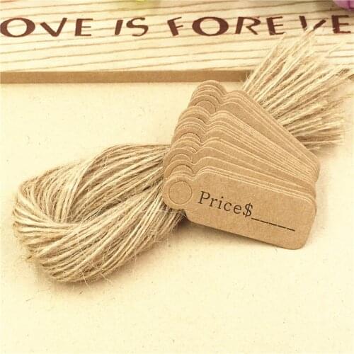 50PCS/lot 4.5*1.5 cm Kraft Paper "price" Printing Hang Tags For Wedding Candy Garment Shoes Custom Price Tag Label With Strings