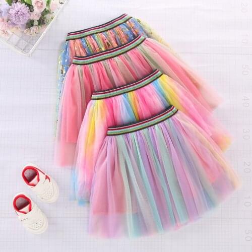 90-140 Cm Spring Summer Autumn Girls Baby Children Fashion Colorful Tulle Skirt