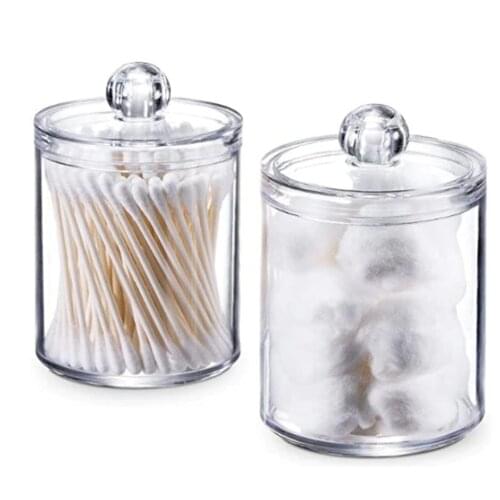 Acrylic Swab Cotton Storage High-Quality Case Boxes Bathroom Storage Canister Clear Plastic Acrylic Jar For Cotton Ball Swab