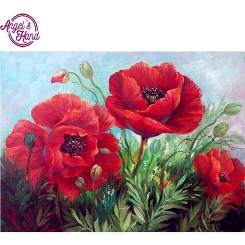 5D Diamond Embroidery Poppy flower DIY Diamond Painting Cross Stitch Resin Full square Diamond Mosaic Christmas gift