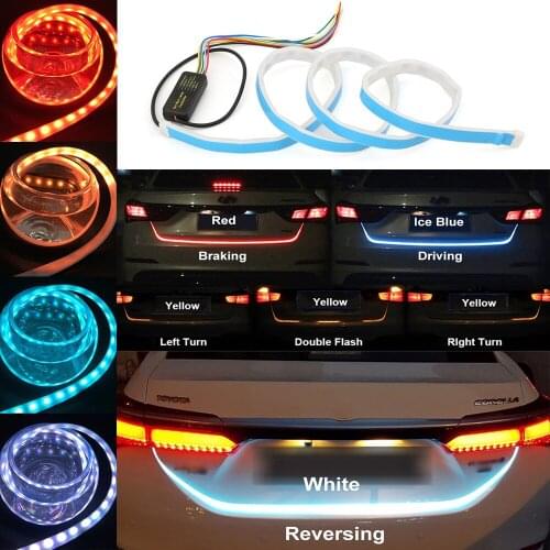 Car Additional Stop Light Dynamic Streamer Floating LED Strip 12v Auto Trunk Tail Brake Running Turn Signal Lamp