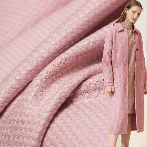 White Waxberry Purple Pink Tweed Wollen Wool Fabrics 100%Wool Materials Winter Women Overcoat Jacket Sewing Cloth Freeshipping
