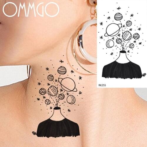 Black Galaxy Planets Star Temporary Tattoo For Men Women Body Art 3D Tattoos Paper Paste Creative Waterproof Fake Tattoo Sticker