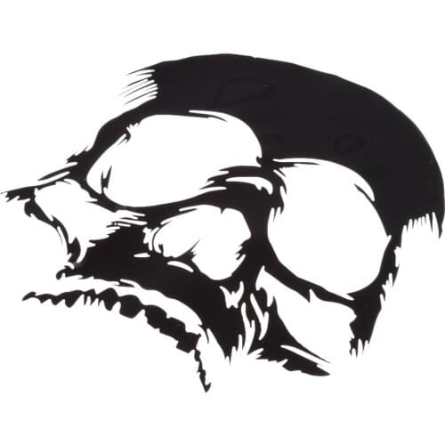 Black Skull Head Motorcycle Car Bumper Sticker Decal - 5.6" x 6"