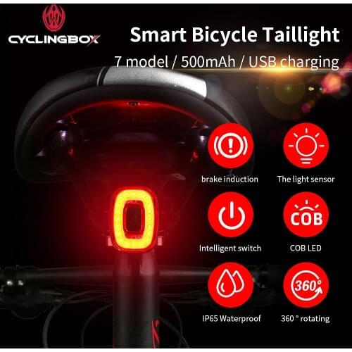 CyclingBOX Smart Bicycle Brake Tail Light,Ling Sensitive Chip Auto Sensing Brake,USB Charging,MTB Bike Accessories Light HD