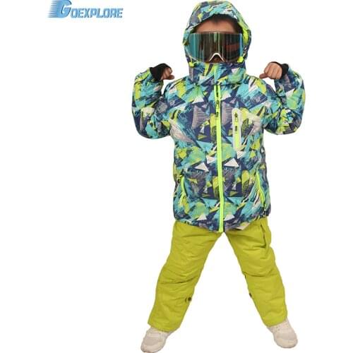 Goexplore Ski Suit Children 110-160 Baby Girl kids Winter Waterproof Windproof Warm Snowboard Set Snow Jacket And Pants For Boys