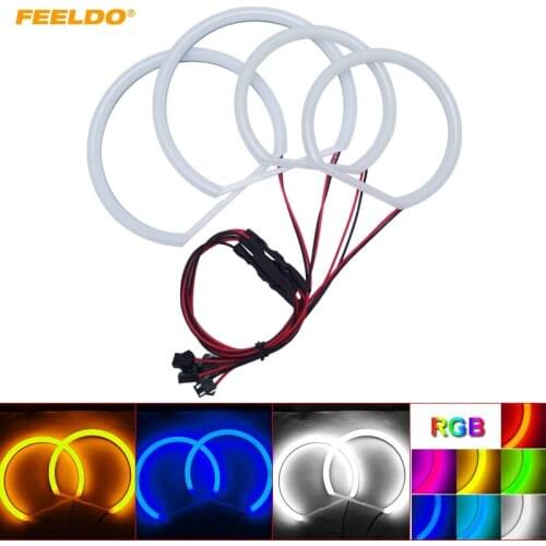 FEELDO 2X106mm 2X131mm Car Xenon Cotton Angel Eyes Halo Ring Light For E46/5 E46 Compact(2000-2004)E83/X3 Headlight Car Styling