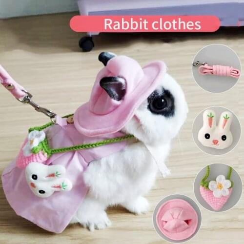 Cotton cute Rabbit Summer Clothes Ins Pet Teacup Dog Vest Ferret Traction Rope Guinea Pig Cat Rabbit Skirt