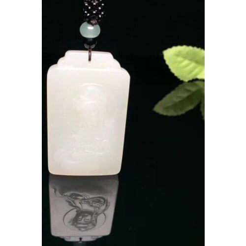 Exquisite Hetian jade Guanyin pendant h23