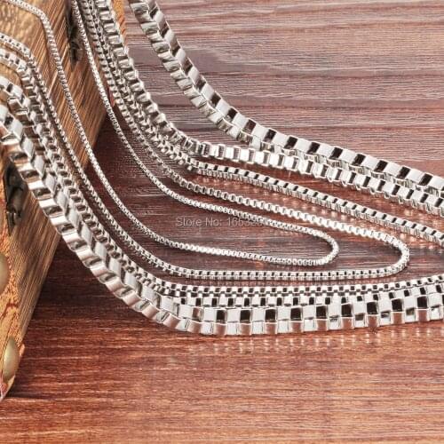 2mm/3mm/4mm Large Wholesale 50 meters/ Lot Stainless Steel Fashion Box Link Chain Jewelry Finding / Marking Chain Good Price
