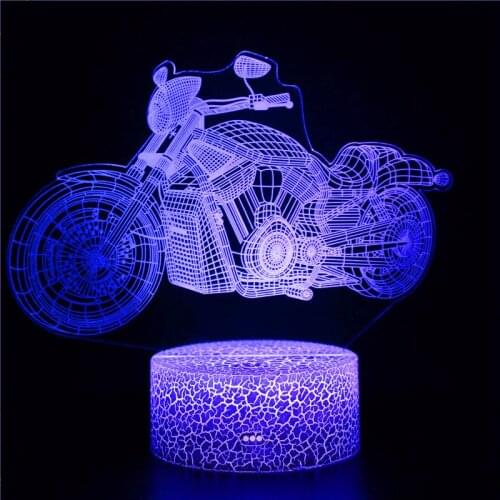 Cool heavy-duty locomotive motorcycle LED night light children bedroom decoration birthday gift children commemorative 3d lights
