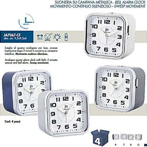 LOWELL alarm clock quartz analog with light SNOOZE and ringing IN 4 colors JA7083
