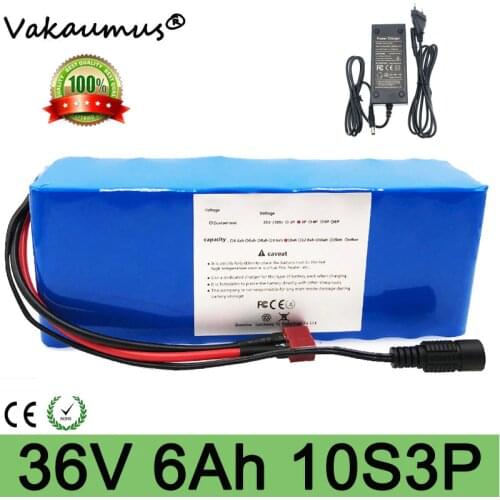 Vakaumus 36v 6ah10s3p+BMS akumulator36v Lithium Battery Pack for Ebike Motorcycle Electric Car Bicycle Scooter BMS+42v Charger