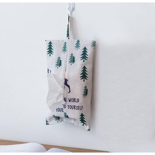 Small Fresh Cotton Linen Tissue Paper Bag Home Fabric Storage Tissue Box Storage Bag Bathroom Household Toilet Tissue Bag