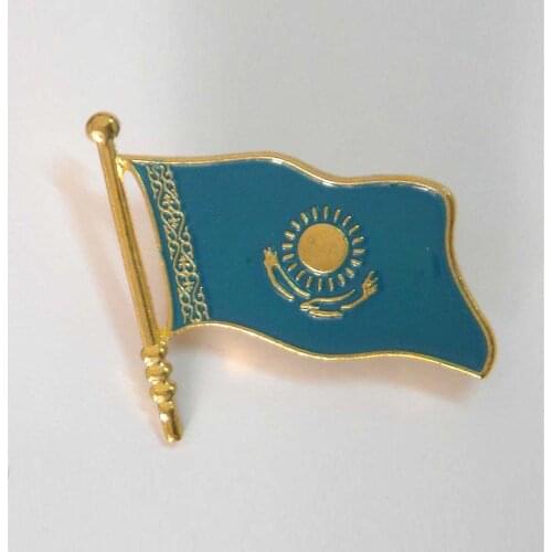 Promotional Customized Metal Lapel Pins custom metal Kazakhstan flag badge