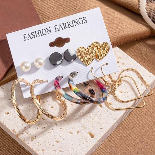 Fashion Trend Earrings Set For Women Geometirc Metal Punk Circle Hoop Earrings Dangle Drop Earrings 2021 Trend Jewelry Gift