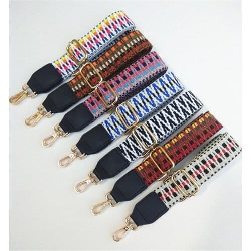 Fashion Rainbow Belt Bag Straps Hit Color Weave Women Shoulder Strap Adjustable Wide Strap Parts For Bag Accessories Obag Handle