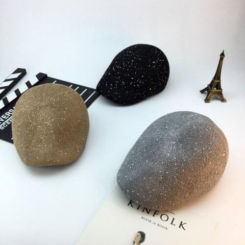 Fashion Beret WOMENS Spring-Summer Sequin Trim Breathable Outdoor Travel Sun-Protection Leisure Cap Currently Available Wholesa