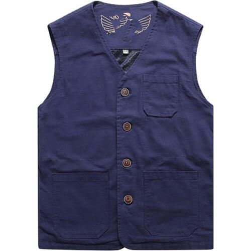 Male Casual Multi Pocket Vest Photographer Waistcoat Outerwear Single Breasted Cotton Mens Sleeveless Jackets Big Size M-7XL