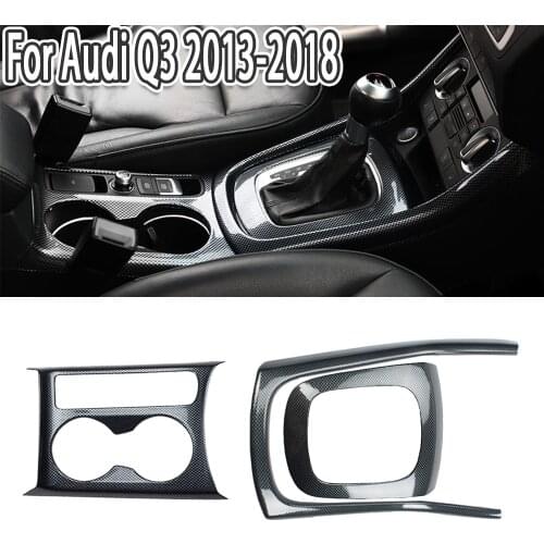 K-Car Gear Door Panel Cover Drink Holder Moulding Trim Carbon Fiber Styling For Audi Q3 2013 2014 2015 2016 2017 2018