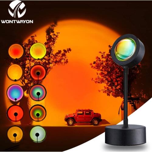 USB Sunset Projection Lamp Rainbow Atmosphere LED Night Light Sun Table Lamp Bedroom Bar Live Broadcast Wall Decoration Lighting