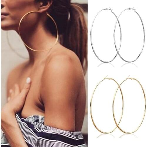 Fashion Earrings For Women Stainless Steel Exaggerated Large Hoop Earrings Fashion Jewelry Gift Party Clothing Accessories