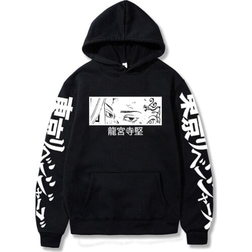 Tokyo Revengers Longgong Temple Jian Eyes Print Anime Harajuku Hoodie Men Women Streetwear Unisex Pullover Oversized Sweatshirts