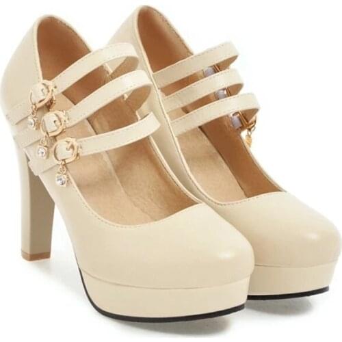 Big Size ladies high heels women shoes woman pumps High heel waterproof table single shoe round head