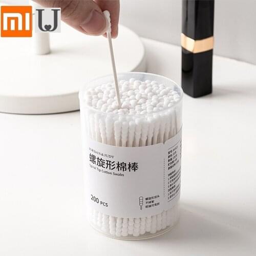 Xiaomi 200PCS Spiral cotton swab makeup remover disinfect Pick ear Cotton swabs Double head Disposable cotton swabs