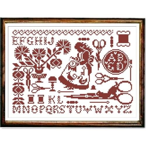 In her world cross stitch package single color 18ct 14ct 11ct white cloth cotton thread embroidery DIY handmade needlework