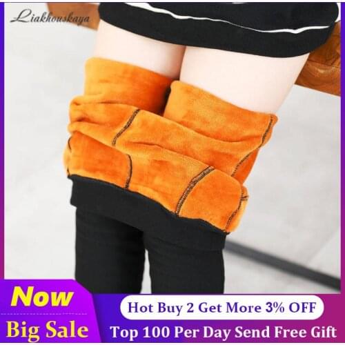 High Quality Thick Warm Winter Leggings For Girls Children Plus Long Velvet Girls Trousers Pants Candy Color Skinny Pencil Pants