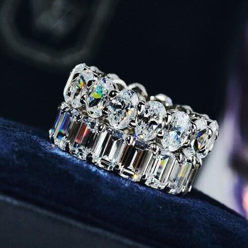 Choucong Fine Eternity Promise Ring 925 sterling Silver Emeald Oval cut AAAA Zircon cz Engagement Wedding Band Rings For Women