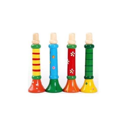 1Pc Brief Baby Kid Children Wooden Toy Musical Instrument Trumpet Hooter Bugle Suona Toy