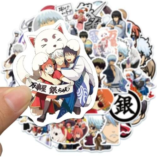 10/50pcs Japanese Anime GINTAMA Stickers For Cartoon DIY Skateboard Snowboard Laptop Luggage Bicycle Suitcase Kids Toy Sticker