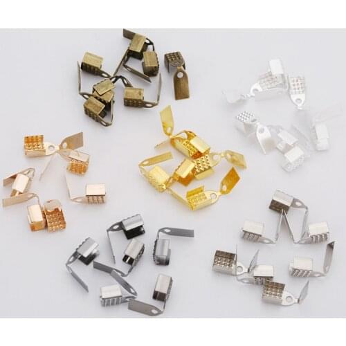 100pcs Leather Cord End Connectors Clasp 4mm 6mm Iron Silver Gold Crimp Beads End Caps Diy Jewelry Accessories Necklace Findings