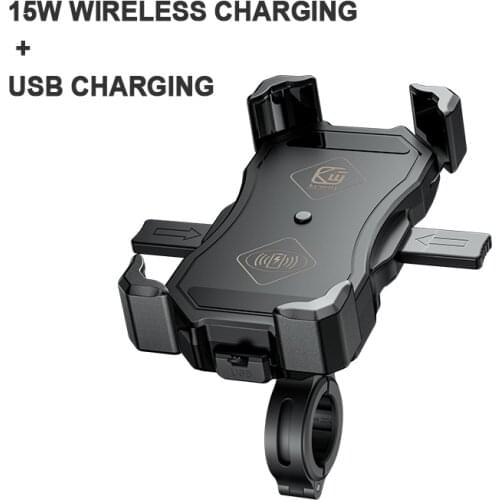 15W Wireless Charger Motorcycle Phone Holder with QC3.0 USB Fast Charging For iPhone Samsung Xiaomi Phone Bracket Holder Stand