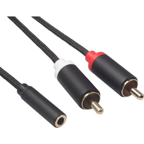 3.5mm Stereo Audio Female to 2 RCA Male Connectors 15.75inch black 3635F-04