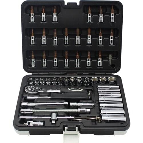 53pcs Car Repair Tool Socket Wrench Set Auto Disassembly Repair Combination Suit for Engine Supension Tire