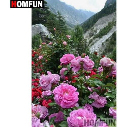 HOMFUN Full Square/Round Drill 5D DIY Diamond Painting "Mountain flower" Embroidery Cross Stitch 5D Home Decor Gift A30196