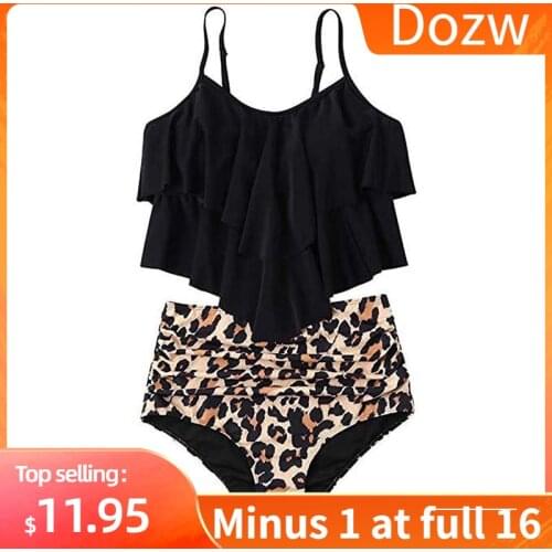 Leopard Bikini 2021 High Waist Bikini Animal Print Tankini Floral Swimsuit Brazilian Ruffle Swimsuit Plus Size Swimwear Women