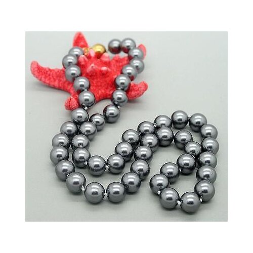 Noble New 10mm Gray South Sea Shell Pearl Round Beads Necklace 20inch real Women Fine for lady jewelry